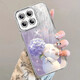Suitable for Xiaomi 15 mobile phone case pro feather yarn new 14 hydrangea pink cat red rice k80 light luxury k70/60/50 supreme version/note14 female model comes with lens film protective cover fine hole feather yarn-hydrangea pink cat Xiaomi 14
