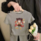 
Disney Nezha Girls Summer Short Sleeve T-shirt Set Fashionable Small and Medium Children's Ice Silk Girl Casual Children's Two-Piece Set Round Collar Drawstring Set-Gray-Nezha G686 110