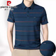 Pierre Cardin New Dad kurzärmeligte T-Shirt mit mittlerem Alter mit mittlerem Alter Ice Seide Striped Summer Top Men mit Taschenbasis Polo-Hemd 9909 Sea Blue M 165 Empfohlen 90-105jin [Jin entspricht 0,5 kg]