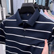 Kangaroo (DaiShu) short-sleeved T-shirt for men 2025 summer trendy striped lapel half-sleeved business casual loose plus size top middle-aged AN15100 light sky blue XL