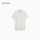 Calvin KleinJeans春夏男士商务休闲通勤ck简约刺绣棉亚麻短袖衬衫J317422 YAF-白色 M （建议130-150斤）