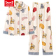 Catman Miiow reiner Baumwollpyjamas für Frauen im Frühjahr und Herbst Neue Stil Langarm Pure Cotton für Outdoor Dünn -Set LF9214 2xl