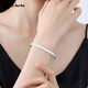 Miss JuJu pt950 platinum bracelet for women, platinum fantasy cat's eye concubine bracelet, oval plain ring bracelet, inner diameter 64mm, weight 16.91 grams, about 5mm thick
