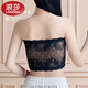 LangSha anti-exposure lace tube top bra for women, strapless bottoming, anti-exposure chest artifact, white inner wear, push-up chest wrap, single pack, without breast pad - black + M 80-105Jin Jin equals 0.5kg