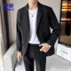 ROMON casual suit men's commuting suit easy to care versatile jacket loose professional formal wear ZHK13 black 3XL
