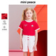 MiniPeace cooling and antibacterial counter same style Snoopy joint girls short-sleeved T-shirt red summer Samba red 130