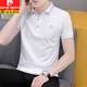 Pierre Cardin 2025 Sommer Feste Farbe Revers kurzärmeliges Polo-Hemd Männer Sommer Trendy T-Shirt Top Schöne junge T-Shirt Männer Q680 Weiß dünn 2xl Singlegröße