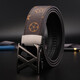 Classic letter belt for men's genuine leather business casual versatile automatic buckle belt new pure cowhide high-end trouser belt xz/black buckle/black old flower 130cm