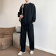Woodpecker informal Sports Set Men's Spring y Autumn New Fashion Brand All-Match Lo suelto y sexy de manga larga Set de dos piezas Aptz9898 Black L