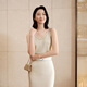 
EP Yaying High-end Series Mulberry Silk Hollow Knitted Vest Sling 2025 Summer New Model 9904A Beige L