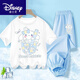 Disney Binpaw Girls Summer Jade Dog Dog 2025 New Big Children Cotton Pure Coton Shirt T-shirt A983 White + A984 Purple Pants 130 (hauteur suggérée 115-125 cm)