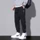 Pantalones casuales judíos El verano de los hombres, la nueva marca de moda, los pantalones de corbata sueltos de nueve puntos, pantalones deportivos, pantalones de trabajo, hombres 9859 Militar Green + 9859 Negro M