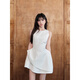 FSHE temperament waisted black dress women's summer slim slim vest dress white A-line skirt high-end short skirt white S