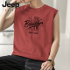 JEEP SPIRIT美式复古纯棉无袖t恤夏季薄款青年跨栏运动背心印花坎肩短袖潮 M18-T672军绿色 XL