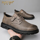 Shefeidi Light Luxury High-End Brand Herrenschuhe 2025 New Hollow atmable Hole Schuhe lässige Lederschuhe Britische Arbeitsschuhe Herren High-End-Khaki (Lochgesicht) 40