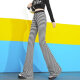 
2025 spring and summer drooping stripes loose casual micro-flare pants high waist wide-leg pants floor-sliding long pants women's trendy color [MY-686] L