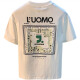 Romon Summer Ins Trendy Camiseta Hombres de espuma delgada Fina de los hombres Camiseta de estampado de huellas Versátiles Versátiles Versátiles de manga corta de cuello redondo 1098 Camiseta negra 4xl Código 180-200Jin [Jin iguala 0.5 kg]