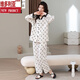 Victorias Stil Herbst Langarmer Pyjamas Cardigan Hosen Wolke Cotton Casual Lose Print Frauen Hausbekleidungsanzug Frühling und Herbst 72 722f14701 L