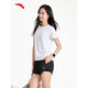 安踏（ANTA）运动套装女2025新款夏季冰丝透气健身跑步女士瑜伽短袖短裤两件套 雪花白 （吸湿排汗） L/170