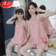 Langsha (Langsha) Pajamas de niñas, Padre-Spender Stafts Starts Swits Sweet Summer Algodón de algodón delgada Big Boy Girl Princess [gasa de algodón puro] LD11301# Milk Apricot Color M 8 Tamaño [Altura sugerida 95-105C]