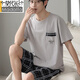 Modal 2025 new men's pajamas men's pure cotton summer short-sleeved pants thin stripes for casual home clothing suit Z679 9347 L [100-130Jin [Jin equals 0.5 kg] wear]