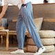 KAZUKI KURAISHI KURAISHI Trendy Chinese Style Linen Pants Men's Summer Thin Loose Sports Cotton Line Harun Casual Long Pants Gray XL