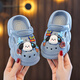 Children's hole shoes for boys and girls in summer 2025 new style medium and large children's baby wearing indoor non-slip sandals for boys blue 24 -25 size [inner length 17cm]