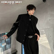 Sound Monkey Black Short Shoulder Pad Suit Jacket Autumn and Winter Large Size Fat Man Senior Suit Men's Loose Casual Stand Collar Jacket Men Black Suit + Black Long T + Pants Three-piece Set XL (115-130Jin Jin is equal to 0.5kg)