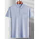 
Pier Cardin daddy suit summer lapel ice silk short-sleeved T-shirt for middle-aged and elderly men thin T-shirt for elderly people half-sleeved base clothes T ice silk-9855 blue real pocket 2XL 54/180