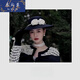 Heqinya camellia sun hat top hat British French elegant pearl edge hat photo studio enlarged brim hat black adjustable