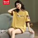 
Catman MIIOW pajamas for women, summer pure cotton, cute Korean style student short-sleeved thin loose two-piece suit Spring and autumn home clothes can be worn outside. Gold GXT6630 color M (recommended 75-95Jin [Jin equals 0.5 kg])