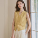 Roeyshouse Luoyi Modependler Set Frauen 2025 Sommer neuer Stil High-End-gelbe Weste Straight Hosen zweiteiliger Set 12210 Set S