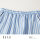 ELLE French Striped Lounge Suit Can Be Weared High-Quality Satin Short-Sleeved Shorts Pajamas Autumn and Summer New Blue (Bottoms) S