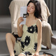 Yalu Pajamas para mujeres Seda de hielo Summer delgado 2025 Nuevo estilo con chaleco de suspensión de almohadilla para el cofre para ropa casual de ropa para el hogar 50m9905 2xl (peso recomendado 135-145Jin [Jin es igual a 0,5 kg])