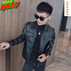 Qiao Yilun trendy leather jacket men's autumn and winter slim motorcycle short lapel leather jacket short man S size XS small size jacket 155 black M