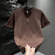 Jeep Spirit Camiseta de manga corta para hombres 2025 Tendencia de verano Semi-Zipper Cool Color sólido Camiseta versátil Versátil Negro 1585 Modelo M 95-120Jin [Jin iguala 0.5 kg]