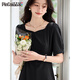 Robe Pincai pour femmes French Hepburn Style Robe noire haut de gamme A-line manche courte robe longue p52q069