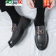 Cartelo Véritable mocassins en cuir moctures masculines Chaussures des hommes de printemps de printemps British Casual Leather Version coréenne des hommes 3518 Black T.S.L Style 41