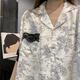 Pijama de seda de hielo modal para mujeres en verano conjunto de tres piezas de altura de manga corta seda nueva ropa de moda de verano de gran tamaño 3881-xing m