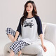 
Meijun large size pajamas for women in summer modal short-sleeved loose women's cropped pants home clothing set summer thin XPW7029 M