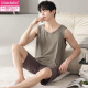 Modal Summer New Herren Pyjamas Herren Dünne einfache ärmellose Weste Shorts Cool atmrede und Traaceless Home Clothing Set 9207 L