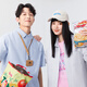 Miniso kurzärärmiges Hemd Herren Sommer Oxford gestreiftes Hemd Herren Kleidung Casual Revers halbärmelig Z Blau und Weiß L.