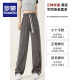 罗蒙（ROMON）海岛绿纯棉阔腿裤女夏季薄款2025高腰垂感休闲窄版显瘦运动直筒裤 687#烟灰色【小个子】 【纯棉面 S 【建议90斤以下】