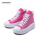 Converse Converse children's shoes girls high-top canvas shoes 2025 summer new children's thick-soled casual shoes white/pink 36 recommended foot length 22cm