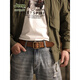 Jeep Spirit Belt Herren echter Lederstift Schnalle Retro Jugendhose Gürtel Casual Head Layer Cowhide Kupferschnalle Handgemachtes Gürtel 1048 [Retro Bronzeschnalle] Verdickte braune Gürtelkörper 110 cm