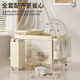 ULOP (ULOP) Krippe bewegbares Spleißbett Multifunktionsklappkrippe mit Windel Tischmoskitonetz Schlafartefakt Babybett Babybedarf Neugeborene Geschenk Cradle Shaker Multifunktional Crib 0-3 Jahre altes Schulbilder, um Kokosnusspalmenpolster zu schicken