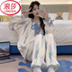 浪莎（LangSha）珊瑚绒睡衣冬季女款甜美长袖法兰绒日系加厚加绒春秋天家居服套装 9922 M 【80-100斤】