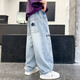 Snoopy Official Boys Jeans Tennis Sommer Dünner Stil 2025 Kinder hübsche Scimitar Hosen Jungen Eis Seide Straight Hosen Hellblau-Summer Thin Style 140 cm