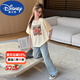 Disney Internet Celebrity Apricot Graffiti reines Baumwollkinder-T-Shirt Kurzärärmelte Sommer mittelgroße Kinder Lose Prinzessinstil Top 3527 Aprikosenfarbe