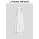 UR2025 summer new women's clothing vacation-split flower buds U-neck sleeveless dress UIU750001 (longer) S